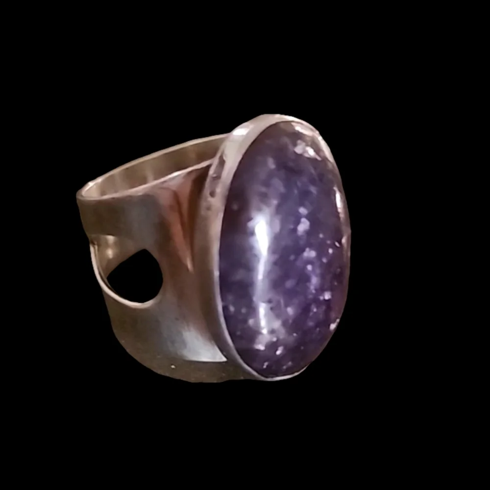 Jay King Sterling Silver Chunky Purple Lepidolite Ring Sz 7.5 Boho Cowgirl